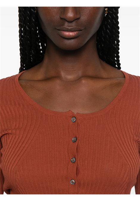 maglia serafino donna mattone ROBERTO COLLINA | 261FXA0821555